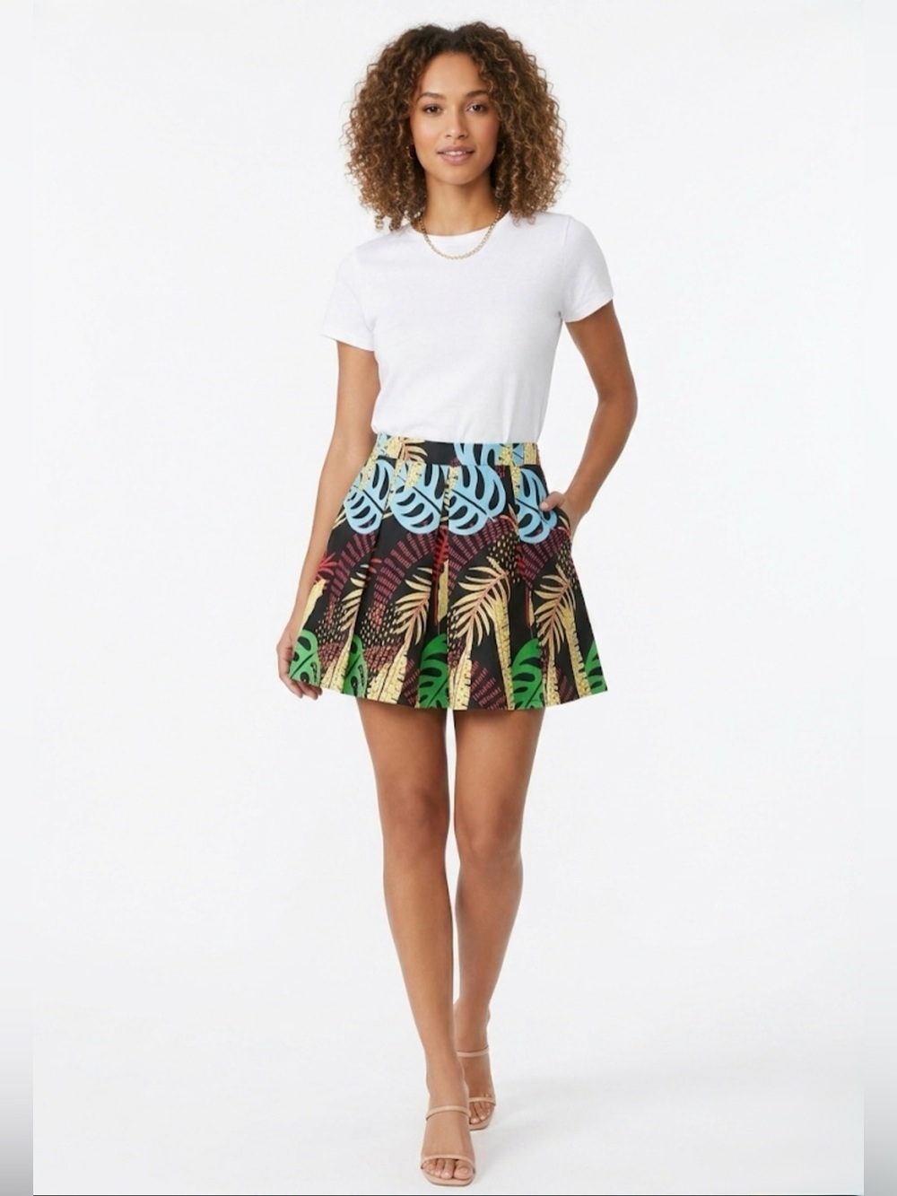 Forever 21 Pleated Women’s Flared Skirt-Juniors,pockets, Black-multi -color M
